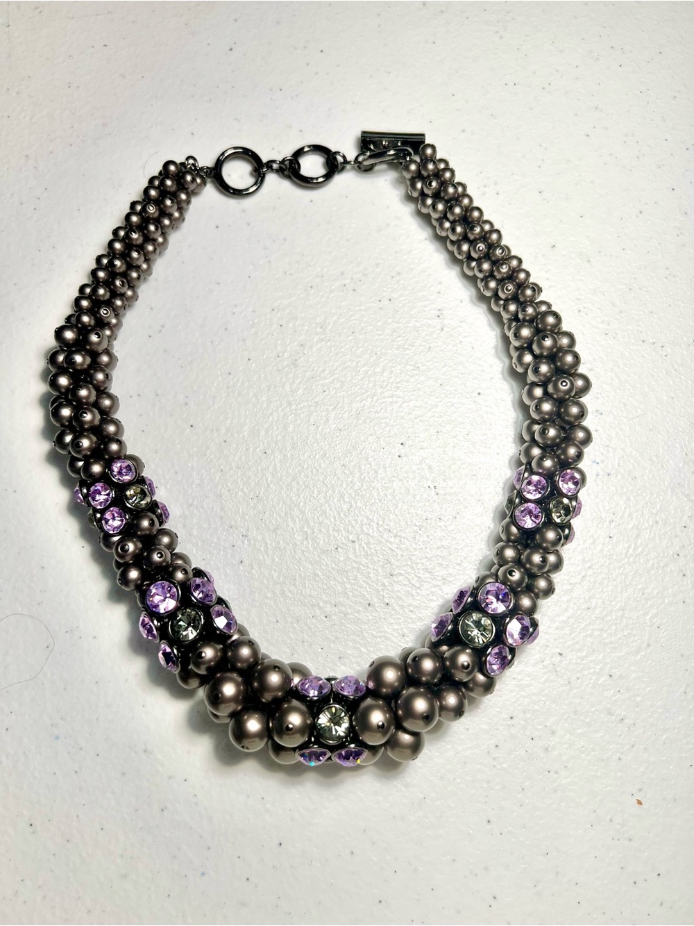 Givenchy Women's Gunmetal Beaded Necklace with Purple Crystals
